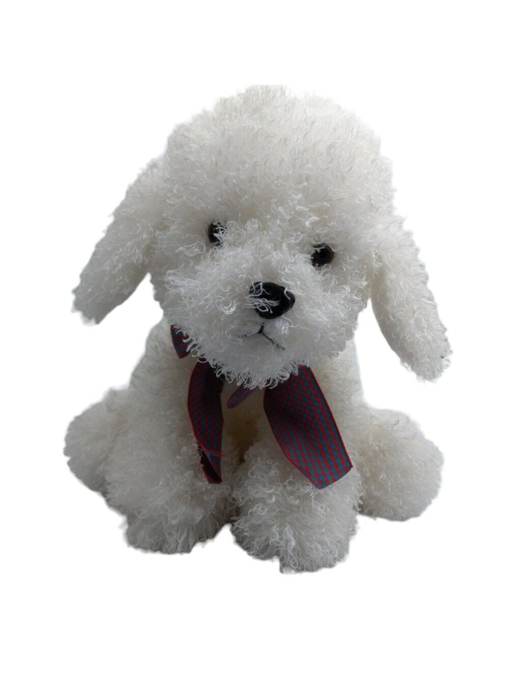 Animal Adventure plush stuffed white dog puppy 12" 2004 red blue bow